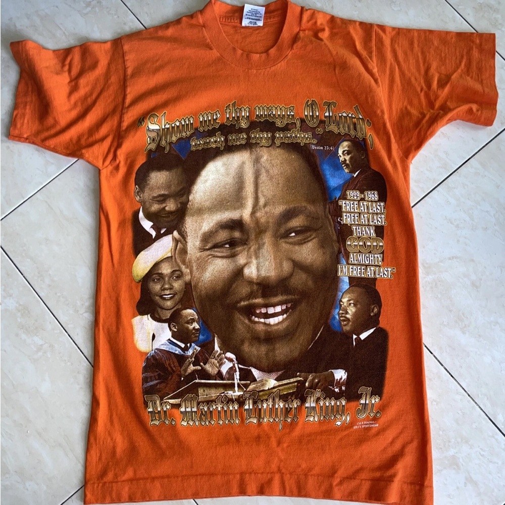 VINTAGE MLK MARTIN LUTHER KING double sided LET FREEDOM RING SHIRT M